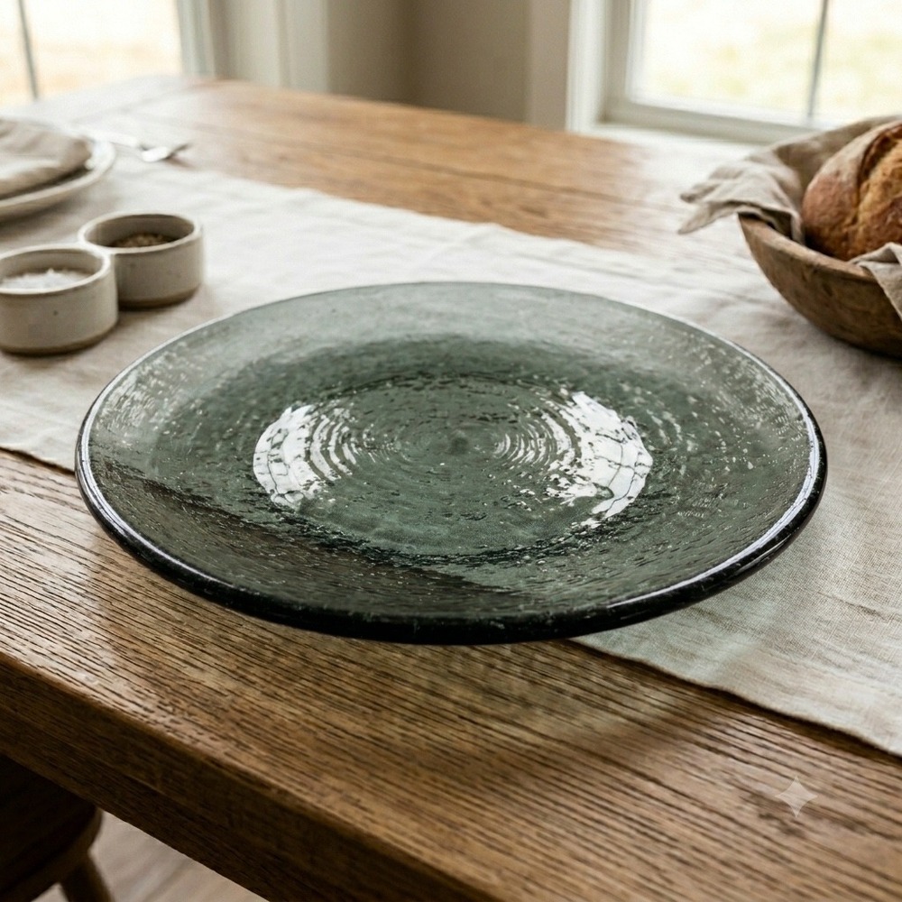 Fire and Light Recycled Glass 11" Dinner Plate Charcoal Gray Retired